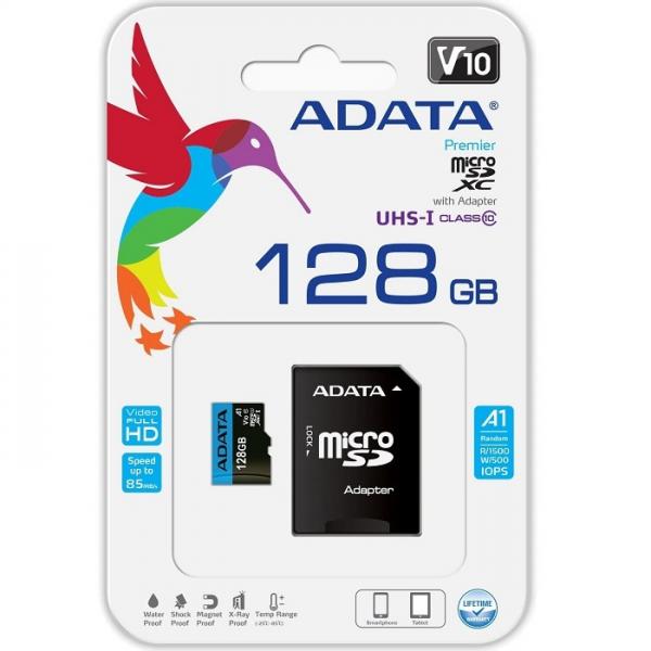 MEMORIA MICRO SD 128GB CLASE 10 ADATA AUSDX128GUICL10A1-RA