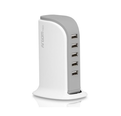 ADAPTADOR ARGOM HUB USB 6A 5-PUERTOS USB 2.0 110/220V ARG-AC-0119WT