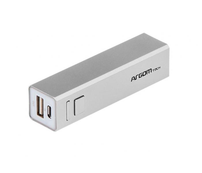 CARGADOR PORTATIL PARA CELULAR (POWER BANK) ARGOM PLATA ARG-AC-0224S