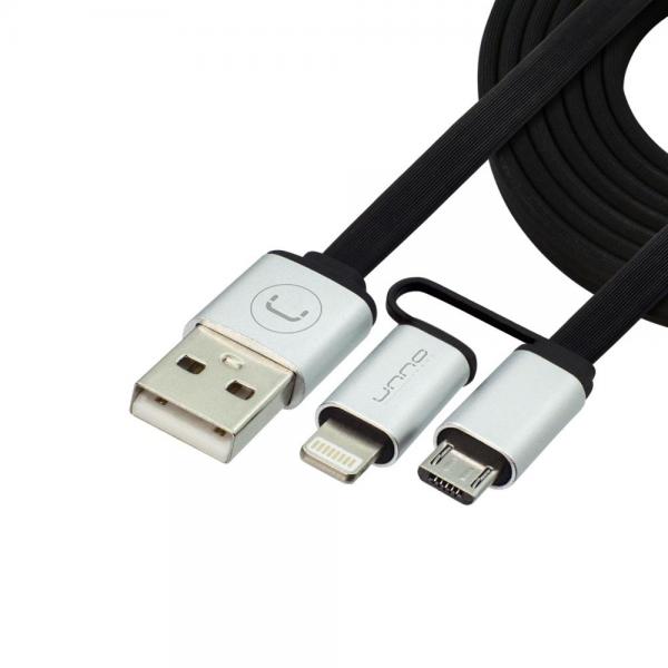 CABLE UNNO TEKNO 2 IN 1 LIGHTING M& MICRO USB 1M/3FT CB4057SV
