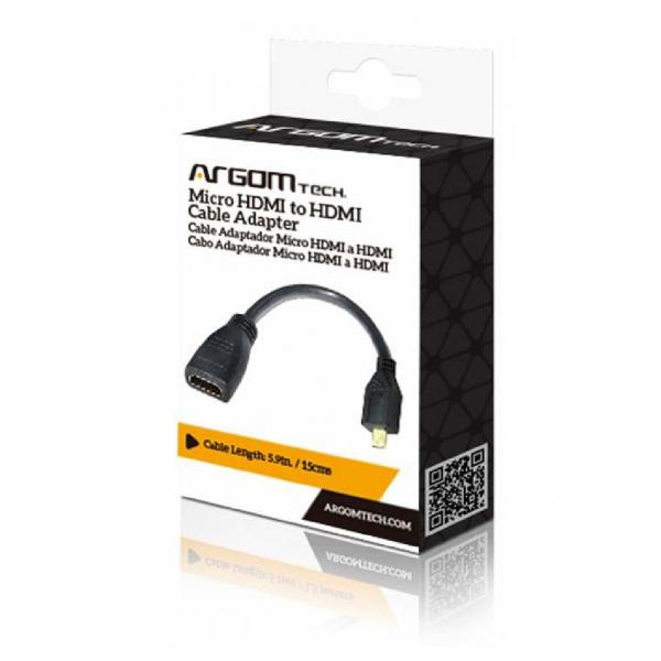 CABLE ARGOM MICRO HDMI MACHO A HDMI HEMBRA 6" ARG-CB-0054