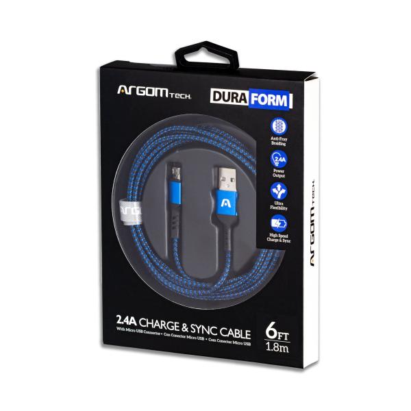 CABLE ARGOM DURA FORMA MICRO USB A USB 2.0 1.8/6FT BLUE ARG-CB-0021BL