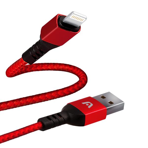 CABLE ARGOM DURA FORM LIGHTING A USB 2.0 NYLON BRAIDED 1.8M/6FT RED ARG-CB-0023RD