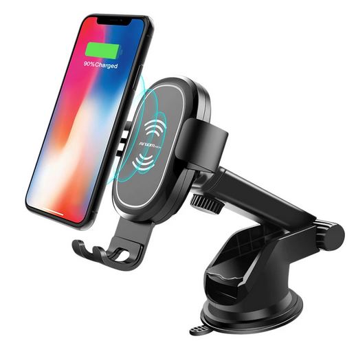 CARGADOR Y SOPORTE DE CELULAR PARA AUTO ARGOM 10W ARG-AC-0160BK