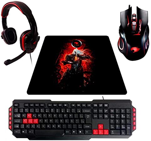 KIT GAMER TECLADO + MOUSE + MOUSE PAD+ HEADSET + G-FIRE