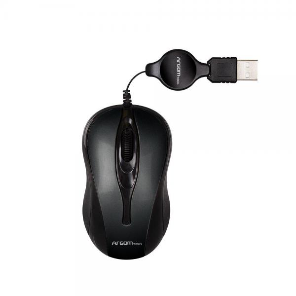 MOUSE ARGOM USB RETRACTIBLE NEGRO ARG-MS-0008BK