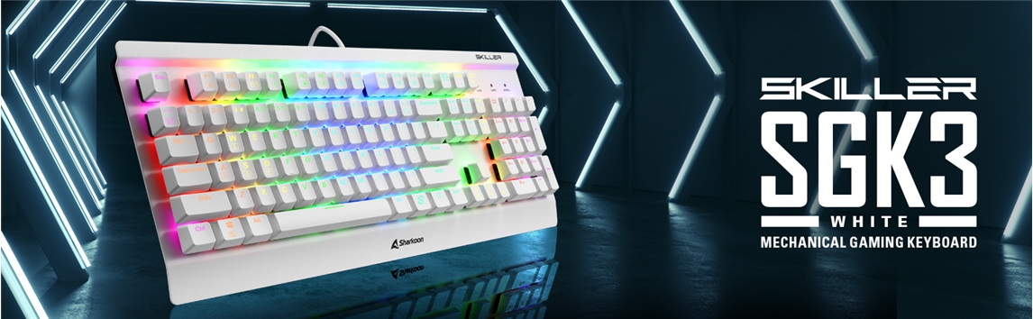 TECLADO SHARKOON USB SKILLER MECH SGK3 WH KAILH BLUE 4044951032174