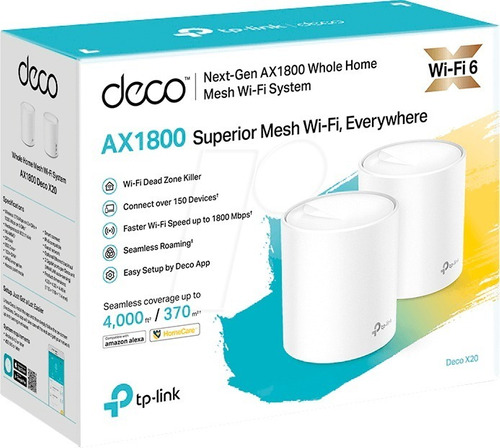 SISTEMA WIFI TP LINK AX1800 WHOLE HOME MESH WI-FI DECO X20 (2PACK)
