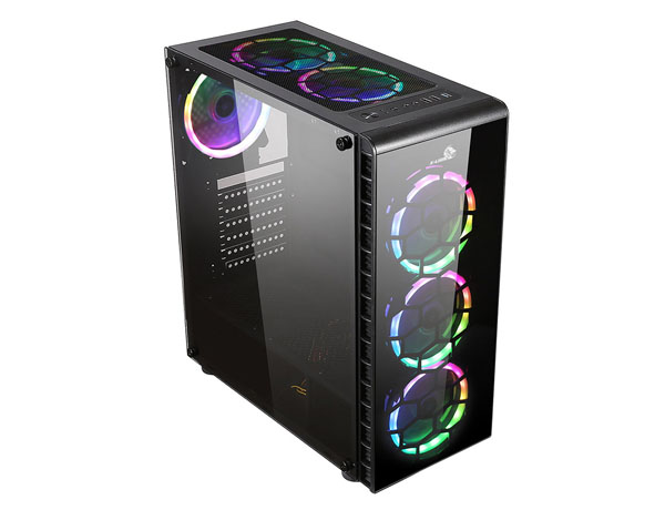 CASE GAMER X-LION KN-865 TEMPERED GLASS SIDE PANEL + 3PCS 12CM FRONT PANNEL