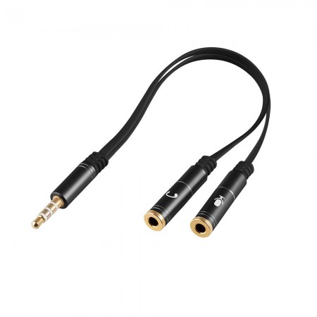 ADAPTADOR ARGOM, 3.5MM A MACHO A DUAL 3.5MM HEMBRA 6" ARG-CB-0029