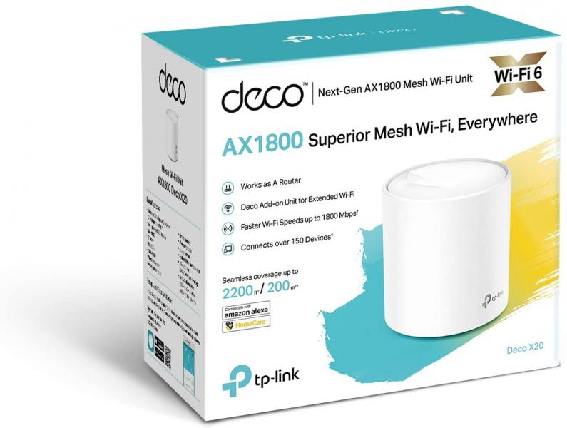 SISTEMA WIFI TP LINK AX1800 WHOLE MESH HOME WIFI 6 DECO X20 (1PACK)