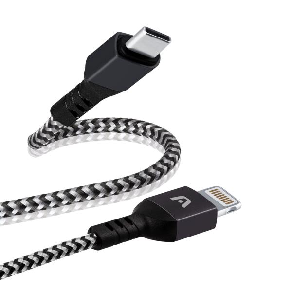 CABLE ARGOM DURA FORMA FAST CHARGE TYPE-C IPHONE NYLON BRAIDED 1.8M/6FT BLACK ARG-CB-0024BK