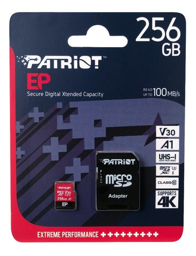 MEMORIA MICRO SDXC V30 256GB 4K PATRIOT PEF256GEP31MCX EP SERIES