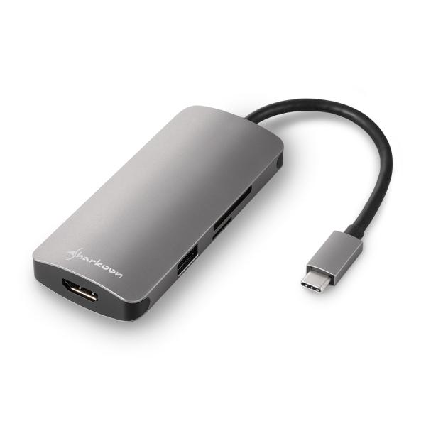 ADAPTADOR SHARKOON USB 3.0 TYPE C MULTIPORT GREY 4044951026715