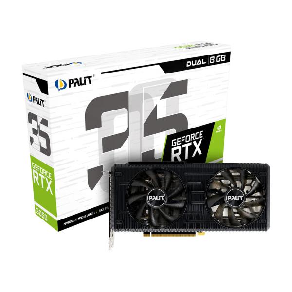 TARJETA DE VIDEO PALIT RTX3050 DUAL 8GB DDR6 3-DP HDMI NE63050019P1-190AD