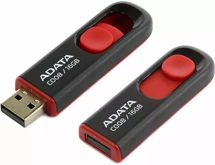 MEMORIA USB 16GB ADATA BLACK+RED AC008-16G-RKD
