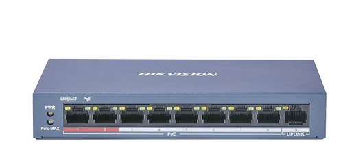 SWITCH HIKVISION PoE+ / 250 METROSs PoE LARGA DISTANCIA/ 8 PUERTOS 10/100 Mbps 802.3af/at (30W) +1 PUERTO 100 Mbps UPLINK DS-3E0109P-E/M(B)