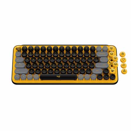 TECLADO LOGITECH POP KEYS INALAMBRICO WITH EMOJI KEYS BLAST YELLOW 920-010707