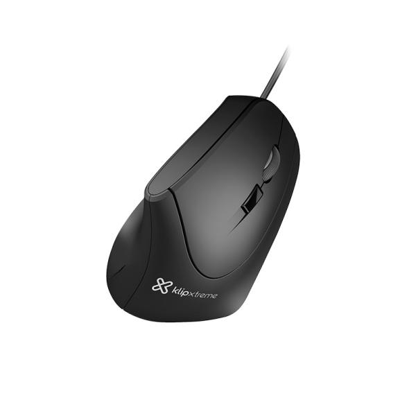 MOUSE VERTICAL ERGONOMICO KLIP XTREME KROWN KMO-506 / DIESTRO OPTICO 6 BOTONES ALAMBRICO USB