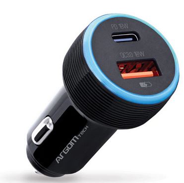 CARGADOR ARGOM FAST CHARGE DE AUTO USB FORCE C1 TYPE-C ARG-AC-0118BK