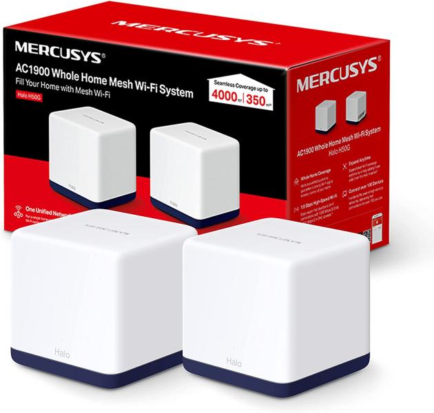 SISTEMA WIFI MERCUSYS (TP LINK) AC1900 WHOLE MESH HALO H50G (2-PACK)