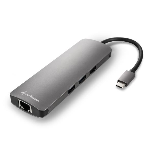 ADAPTADOR SHARKOON USB 3.0 TYPE C COMBO GREY 4044951026739