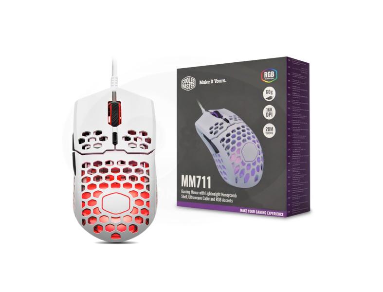 MOUSE COOLER MASTER MM711 WHITE MATTE MM-711-WWOL1
