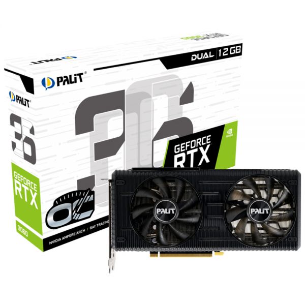 TARJETA DE VIDEO PALIT RTX3060 DUAL OC 12GB DDR6 NE63060T19K9-190AD