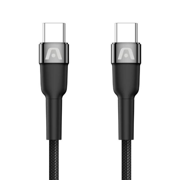 CABLE ARGOM DURA SPEED 65W PD FAST CHARGE TYPE-C TO TYPE-C NYLON BRAIDED 1.8M/6FT BLACK ARG-CB-0047BK