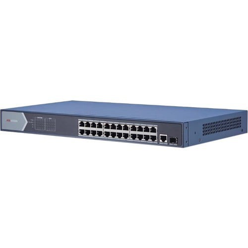 SWITCH HIKVISION 24-PUERTO L2. Unmanaged. 24 Gigabit POE ports. 2 Gigabit SFP uplink port. 802.3af/at. PoE power budget 225w DS-3E0526P-E/M