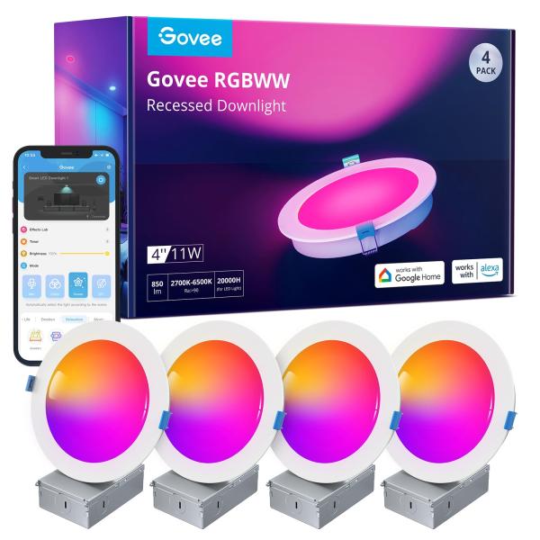 LUCES GOVEE SMART LED RECESSED 4 INCH 2 PACKS H601B
