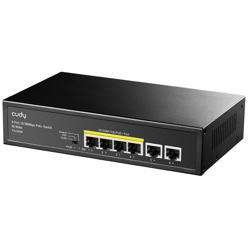 SWITCH CUDY FS1006PL 6-PORT 10/100 POE+ 60W DESKTOP