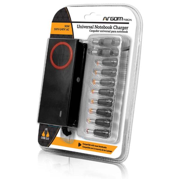 CARGADOR ARGOM DE PORTATIL SLIM 90W 1USB PORT ARG-AC-0092