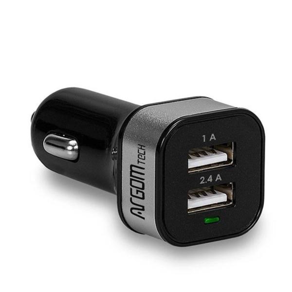 ADAPTADOR ARGOM PARA AUTO CAR 3.4A 2-PUERTO USB ARG-AC-0112BK
