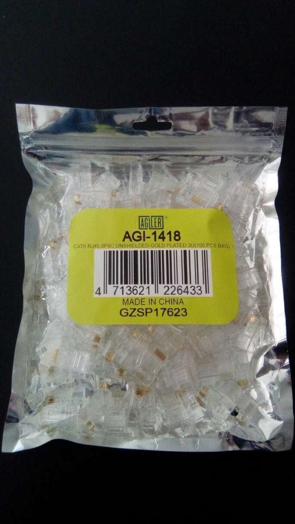 CONECTOR AGILER RJ45 CAT6 GOLD PLATED AGI-1418