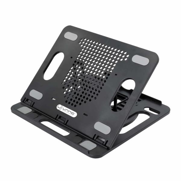 BASE ERGON&Oacute;MICA PARA LAPTOP UNNO TEKNO NC6115BK CON SOPORTE PARA CELULAR NEGRO