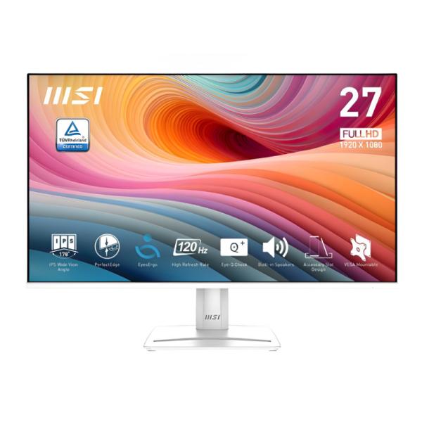 MONITOR MSI PLANO 27" PRO MP275W E2 1920 X 1080 IPS 120HZ ADAPTIVE SYNC ANTIFLICKER HDMI DISPLAYPORT VGA 9S6-3PD3CM-014 BLANCO