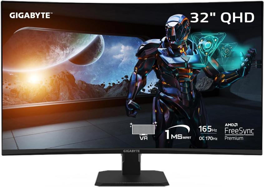 MONITOR 31.5" GIGABYTE GS32QC SA 2560X1440 165 HZ DP HDMI CURVO