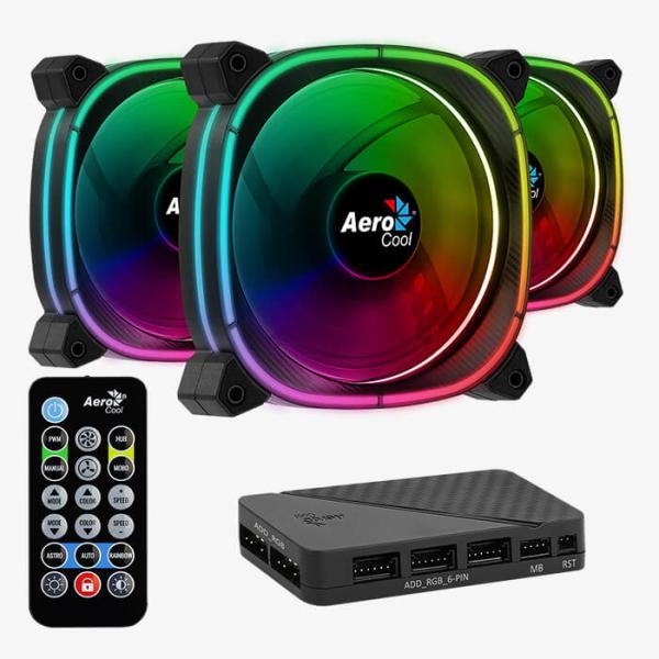 ABANICO AEROCOOL ASTRO 12 PRO ARGB PRO 12CM X3 + H66F X1 +CONTROL REMOTO ACF3-AT10217.02