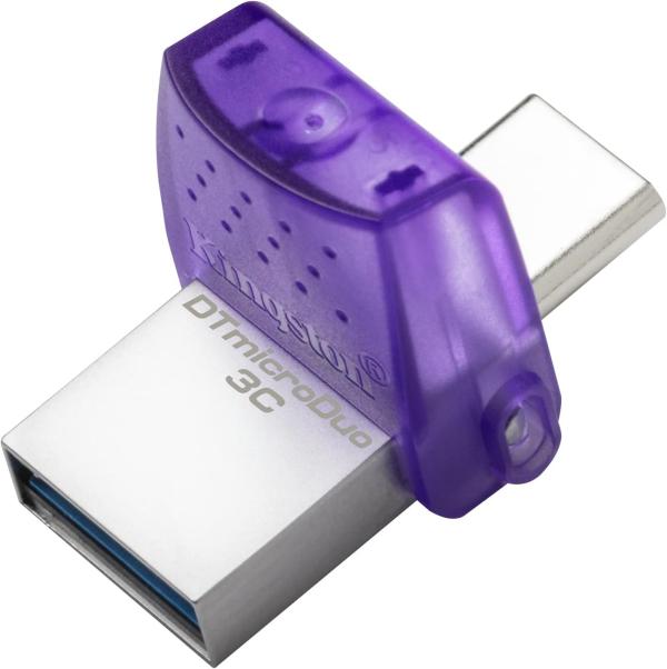 MEMORIA USB 128GB KINGSTON DATA TRAVELER MICRO DUO 3C USB-A / USB-C 3.2 GEN 1 DTDUO3CG3/128GB PLATEADO / MORADO