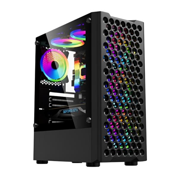 CASE GAMING EAGLE WARRIOR CG06Z5RA001C FRONTAL MESH CON 3 ABANICOS FRONTALES ARGB VIDRIO TEMPERADO NEGRO