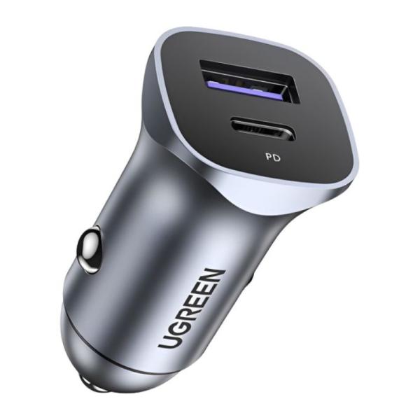 CARGADOR UGREEN CD130 USB-A Y USB-C 30 W PARA CARRO 40858