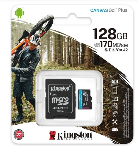 MEMORIA MICRO SD 128GB KINGSTON CANVAS GO PLUS 170R SDCG3/128GB