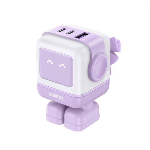 CARGADOR UGREEN CD361 65W 2 PUERTOS USB-C Y 1 PUERTO USB-A CARGA RAPIDA 35314 MORADO